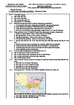 Đề kiểm tra học kì I môn Địa lý Lớp 11 - Ban A - Năm học 2018-2019 - Trường THPT Lê Quý Đôn (Có đáp án)